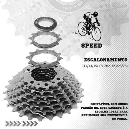 Imagem de Cassete Catraca De 9 Velocidades Bike 9v K7 9V 11/28 Catraca De Encaixe Speed Bicicleta Prateada 11-28D
