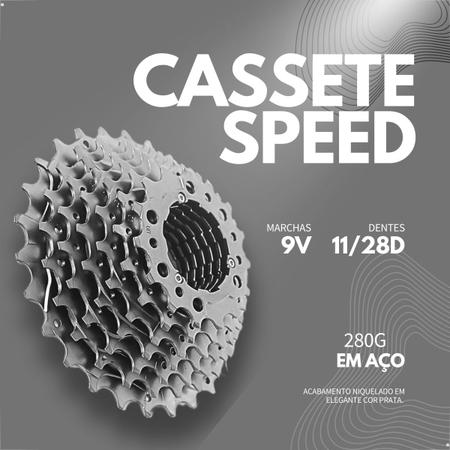 Imagem de Cassete Catraca De 9 Velocidades Bike 9v K7 9V 11/28 Catraca De Encaixe Speed Bicicleta Prateada 11-28D