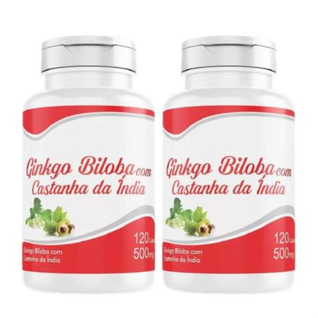 Imagem de Castanha com Ginkgo Biloba 360 cápsulas 500mg  3 frasco x 120 capsulas