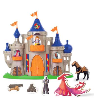 Imagem de Castelo Medieval c/ cavalo e boneco + Castelo Princesa Judy brinquedo kit brinquedo menino menina
