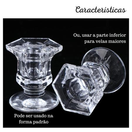 Castiçal de Vidro Sextavado (3 Und) - YA Decor Imagem de Castiçal de Vidro Sextavado (3 Und)