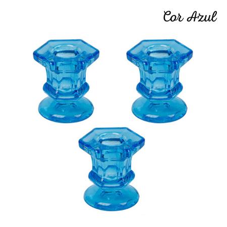 Castiçal de Vidro Sextavado (3 Und) - YA Decor Imagem de Castiçal de Vidro Sextavado (3 Und)