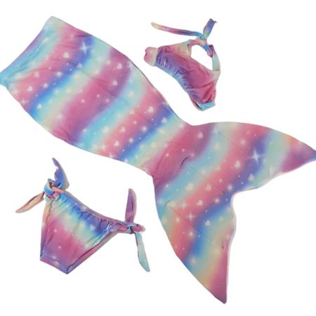 Kit Conjunto Biquíni Infantil Menina Princesa Sereia Praia