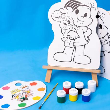 Cavalete KIT de Pintura Turma da Monica Infantil Guache e Pincel