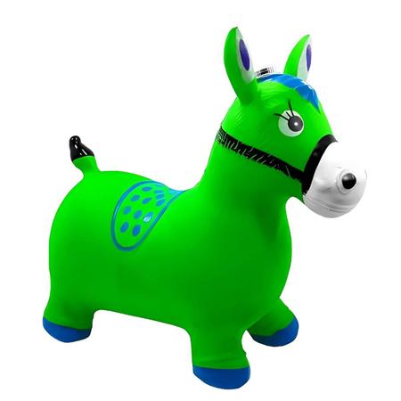 Cavalinho Brinquedo Corda Pula Cavalga Cavalo Anda Verdade Branco/verde