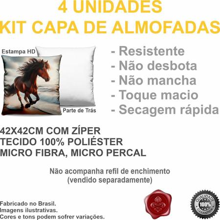 Imagem de Cavalos Horse Kit 4 Unid Capa De Almofada 42 Cm Ref 10324