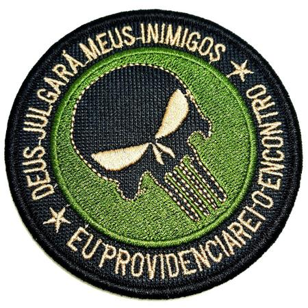 Imagem de Caveira Deus Julgará Patch Bordado Fecho Contato Para Camisa