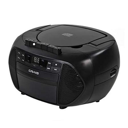 Imagem de CD Boombox Portátil com Rádio AM/FM, Gravador de Cassete e Display LED de 6 Teclas