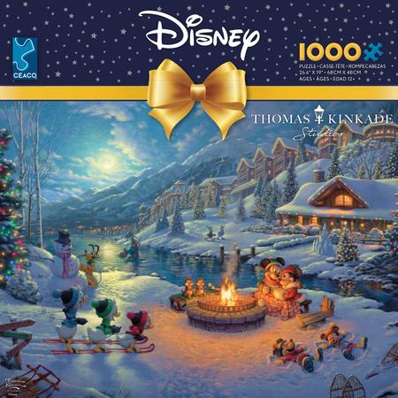 Imagem de Ceaco - Thomas Kinkade Disney Holiday 1000 Peça Jigsaw Puzzle, Mickey e Minnie Christmas Lodge