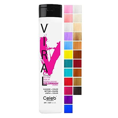 Imagem de Celeb Luxury Viral Colorwash, Professional Semi-Permanent Hair Color Depositing Shampoo, Hot Pink 8.25 Fl Oz (Pack of 1)