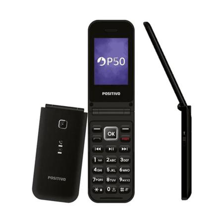 Imagem de Celular Abre E Fecha Positivo Bluetooth P50 Preto Idoso