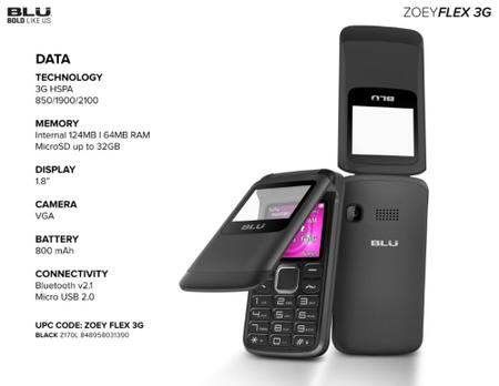 Imagem de Celular Blu Zoey Flex 3G Z170L Dual SIM Tela 1.8 Câmera VGA - Preto