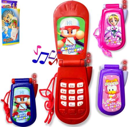 Imagem de Celular Brinquedo Infantil Musical para Crianças Toca Musica Som e Fala Luz Telefone Meninos/Meninas Desenho Animado