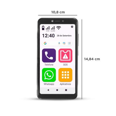 Imagem de Celular fácil de usar ObaSmart Conecta 4G 32GB + 32GB Preto Obabox - OB043
