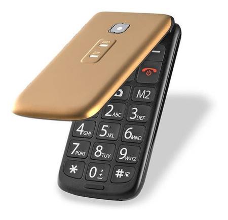 seguridad salvar Guinness Celular Flip Vita Dual Sim 32 Mb Dourado Multilaser NÚMEROS GRANDES , SOM  ALTO, IDEAL PARA IDOSOS - Celular Básico - Magazine Luiza