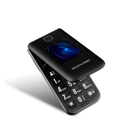Imagem de Celular Multilaser Flip Vita Duo Dual Chip  com duas telas + Botão SOS + Rádio FM + MP3 + Bluetooth + Câmera  - Preto - P9145