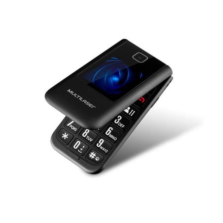 Imagem de Celular Multilaser Flip Vita Duo Dual Chip  com duas telas + Botão SOS + Rádio FM + MP3 + Bluetooth + Câmera  - Preto - P9145