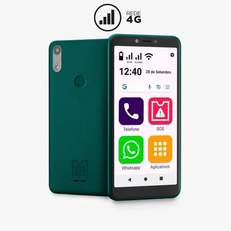 Imagem de Celular ObaSmart Conecta verde 4G 32GB fácil de usar Obabox - OB027