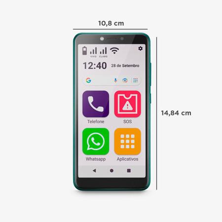 Imagem de Celular ObaSmart Conecta verde 4G 32GB fácil de usar Obabox - OB027