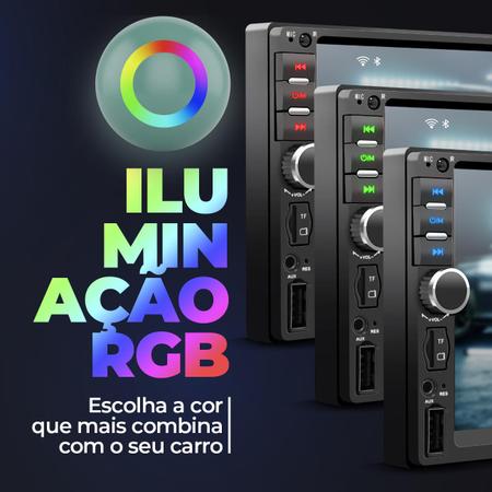 Imagem de Central Multimídia 2 Din 7" Bluetooth Espelhamento Android Iphone Shutt Miami + Alto Falante 6" 120W