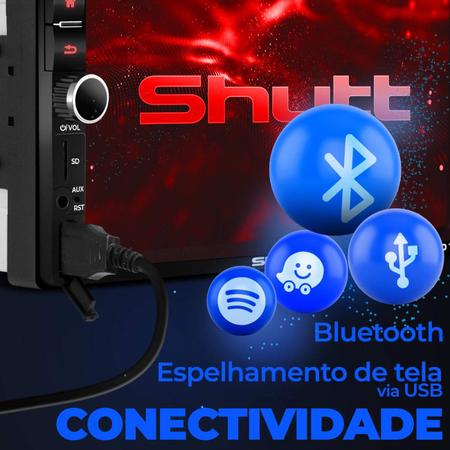 Imagem de Central Multimídia 2 Din 7" Touch Bluetooth Espelhamento Android Shutt Chicago + Câmera Ré 2 em 1