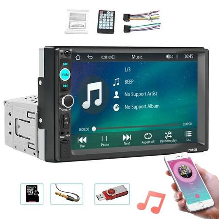 Imagem de Central Multimídia Com CarPlay e Android Auto por USB, MP5 1Din, Tela de 7 Pols, Bluetooth, USB e Compatível com Câmera
