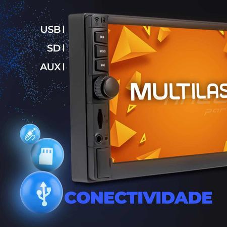 Imagem de Central Multimídia Focus Sedan Hatch Multilaser Evolve GP345 Prata TV BT Espelhamento + Câmera Ré