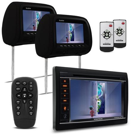 Imagem de Central Multimídia Pósitron SP8520 BT USB SD + Par Encosto de Cabeça com Tela LCD Preto