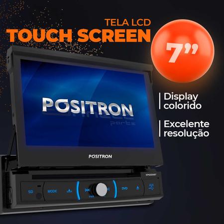 Imagem de Central Multimidia Retrátil Pósitron SP6330BT 7” 1 Din Espelhamento Android Bluetooth DVD MP3 SD USB