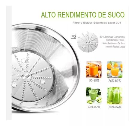 Imagem de Centrífuga Alimentos Elétrica Juice Suco Frutas 1500w Inox 220V