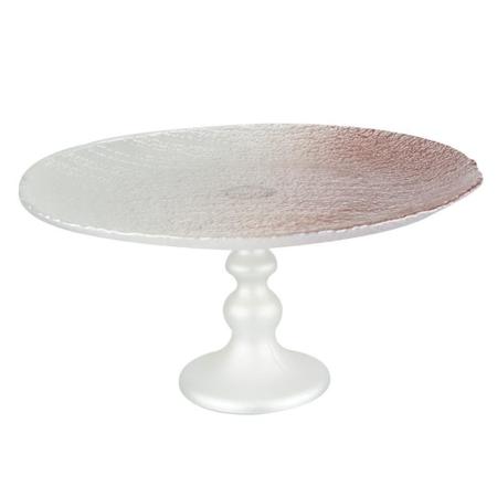 Imagem de Centro de mesa Blanchi em vidro com pe D31,5xA14cm cor branco e rose - L'Hermitage