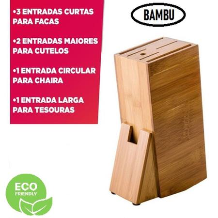 Imagem de Cepo Universal Em Bambu Suporte Para Guardar Facas Tesouras