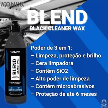 Imagem de Cera Automotiva Tira Risco Restaura a Cor Puxa Brilho Para Carro Moto Preta Blend Cleaner Black Vonixx