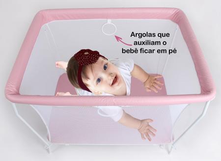 Imagem de Cercadinho Chiqueirinho Berço Portátil Bebê Infantil Rosa