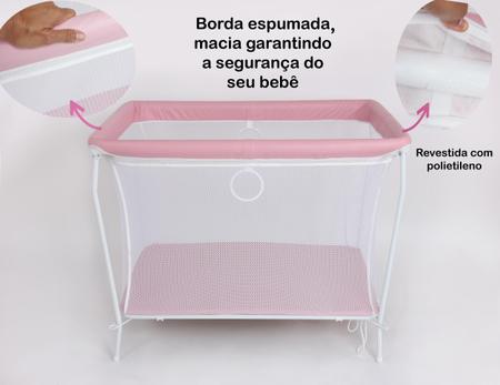 Imagem de Cercadinho Chiqueirinho Berço Portátil Bebê Infantil Rosa