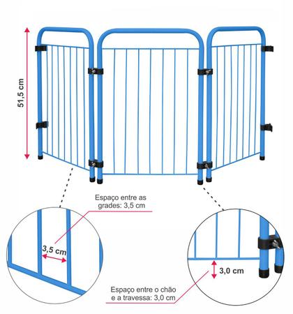 Imagem de Cercado Cercadinho Pet Cachorro Portátil Dobrável Azul