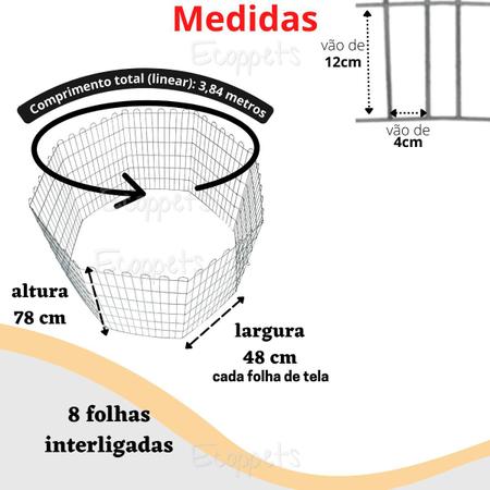 Imagem de Cercado Para Cachorro Coelho Pets 8 Folhas 78 cm Altura Galvanizado