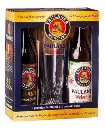 Imagem de Cerveja paulaner kit dunkel+ weissbier 500ml + 1 copo