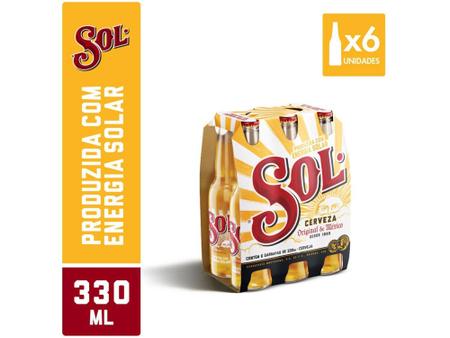Imagem de Cerveja Sol Premium Puro malte Pilsen  - 6 Unidades Long Neck 330ml