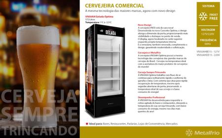 Imagem de Cervejeira e Expositor Vertical Metalfrio VN50AH 220V 572 litros Porta de Vidro Adesivada Cerveja Gelada Optima