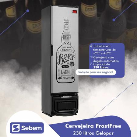 Imagem de Cervejeira Vertical Frost Free Inox 230 Litros Gelopar 220v