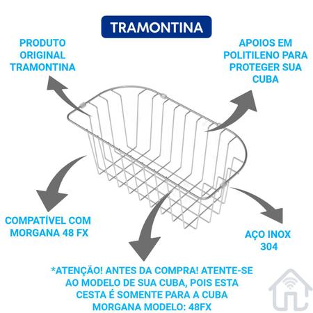 Imagem de Cesta Aramada Multiuso Tramontina Inox De Cuba Morgana 48FX