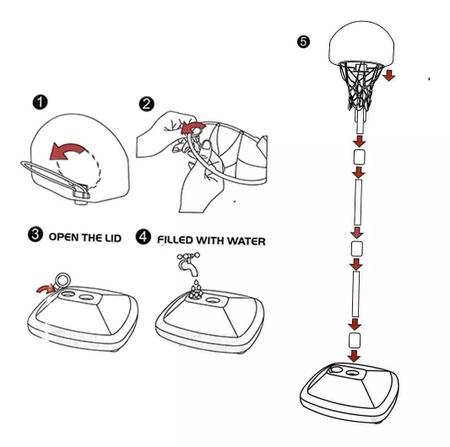 Imagem de Cesta Basquete Infantil Pedestal Ajustável Bola Rede 110Cm