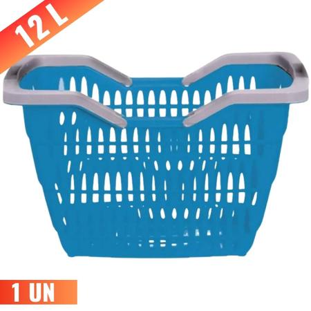 Imagem de Cesta Cestinha Plástica Supermercado Com Alça 12 Litros