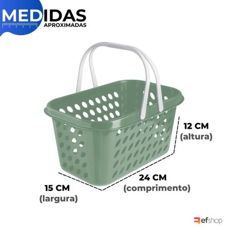 Imagem de Cesta Cestinha Plástica Supermercado Compras 3L c/ Alça Resistente Leve Mulituso Portátil