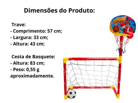 Jogo de Futebol Gol e Tabela de Basquete Infantil 2 em 1 BW126