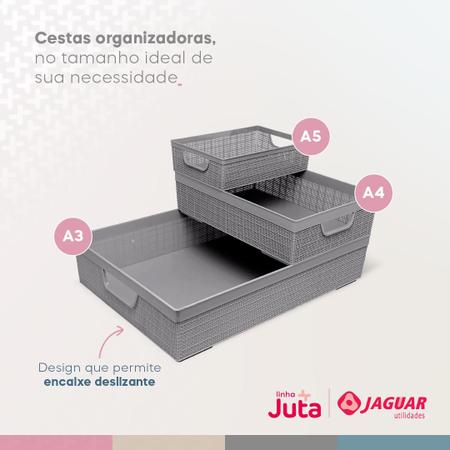 Imagem de Cesta Organizadora A5 Multiuso 2l Reforçada Jaguar Banheiro Geladeira Armario Cozinha Caixa