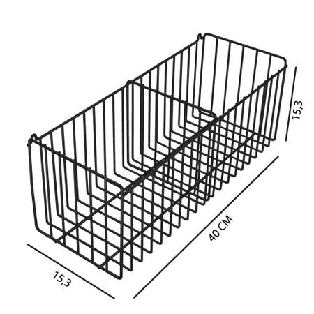 Imagem de Cesto Aramado De Parede Com DivisÓRia Lavanderia Cozinha N5 Preto
