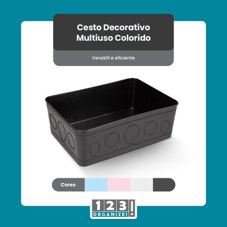 Imagem de Cesto Multiuso Decorativo Preto 19X13,5X6,5Cm 123Organizei