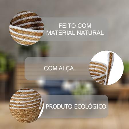 Imagem de Cesto Multiuso Fibra natural Seagrass C/ Alça Branco